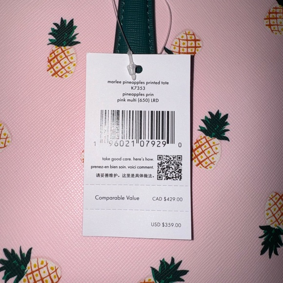 Kate Spade Pink Pineapple Tote, Wallet, and Make-Up Case Set - Picture 6 of 14